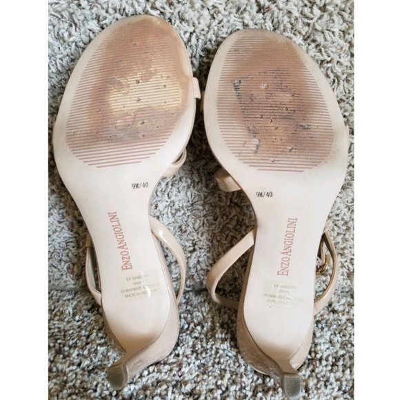 Enzo Angiolini Heels Strappy Ankle Strap Sandals Sandira Nude Leather SZ 9 - Picture 12 of 14